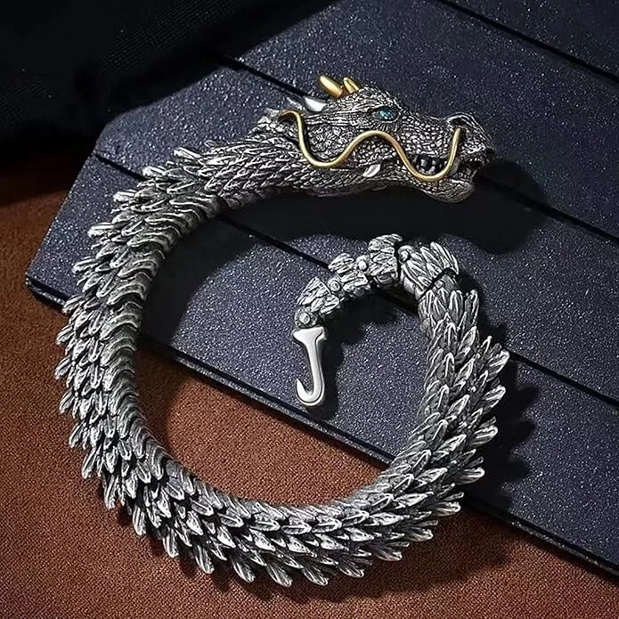 Viking Dragon Mens Bracelet Stainless Steel Scale Chain Cuff Bangle Punk Jewelry - Image 2 of 4