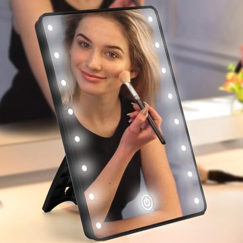 16-LED Lighted Makeup Mirror with Touch Dimming Screen – Adjustable Brightness for Flawless Beauty Application