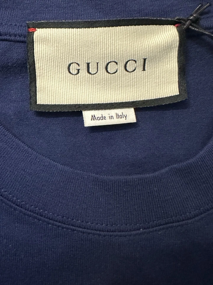 Auténtica camiseta Gucci bordada con logotipo de tenis de gran tamaño manga larga para hombre talla S Foto 4 de 4