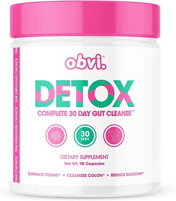 Obvi DETOX Complete 30 Day Gut Cleanse - 90 caps CLEAN COLON, ELIMINATE TOXINS