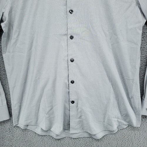 Express 1MX Mens M Dress Shirt Solid Gray Long Sleeve Modern Button Down - Picture 3 of 21