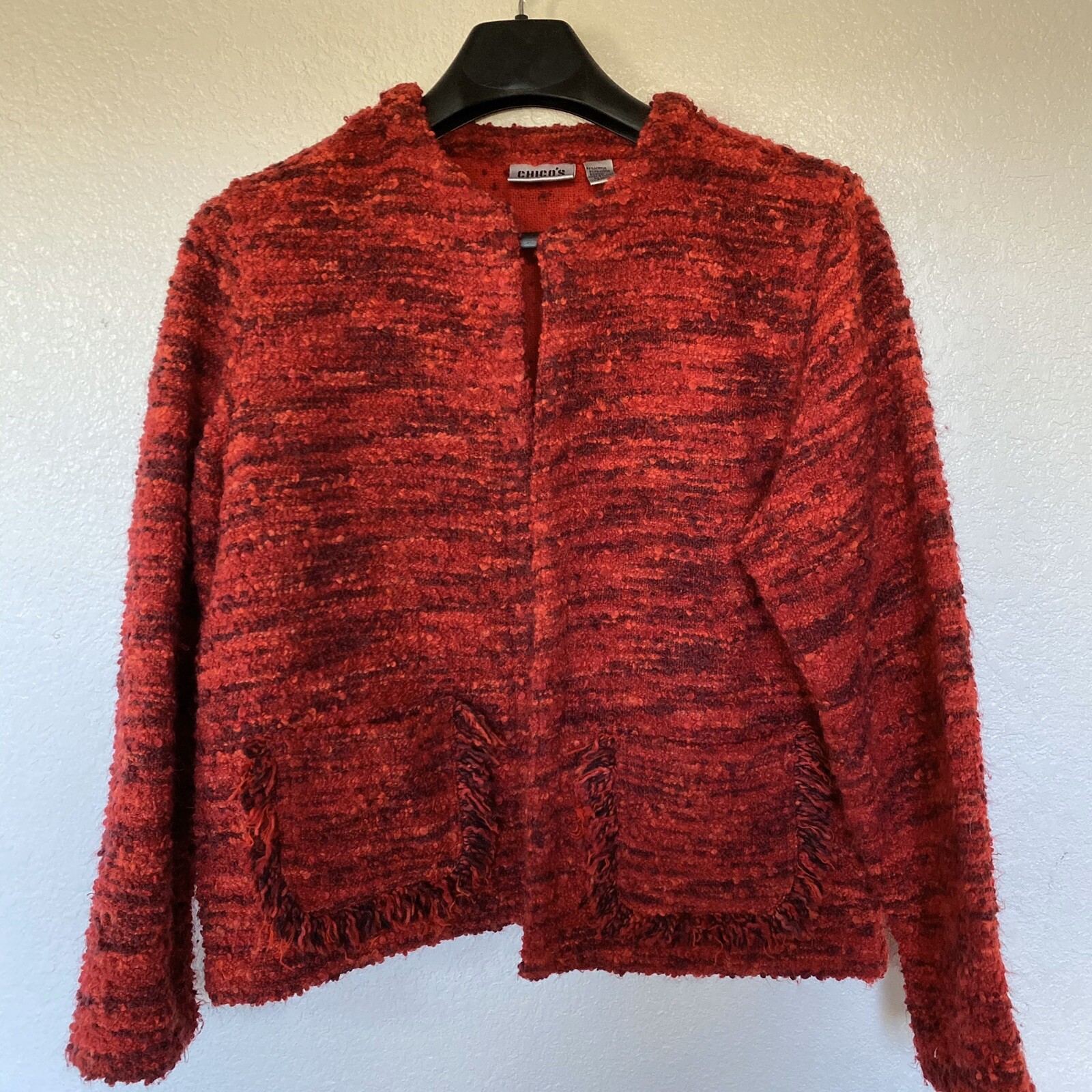Chico's Design Multi-Red Open Front Poly/Wool/Acr… - image 2