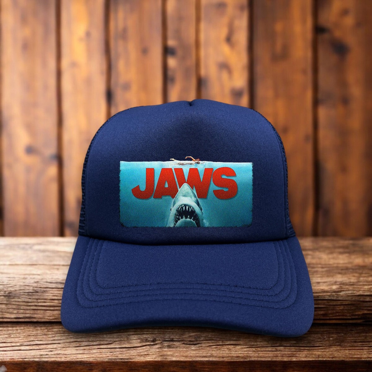 ジョーズ　キャップ JAWS Mens Trucker Hat Navy Snapback 70s Horror Sharks Quints