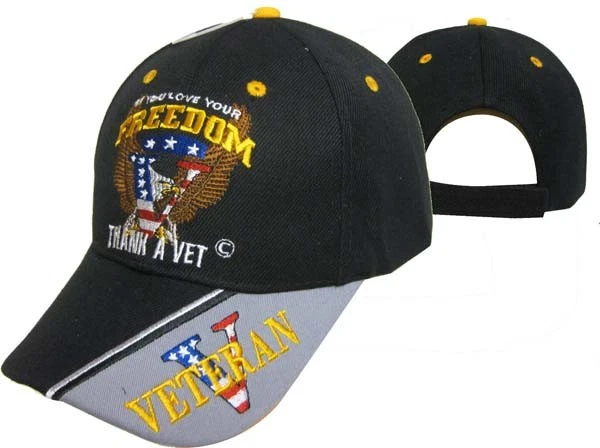 (2 Pk) Thank a Vet Veteran for your Freedom Patriotic USA V Baseball Cap Hat
Opens in a new window o