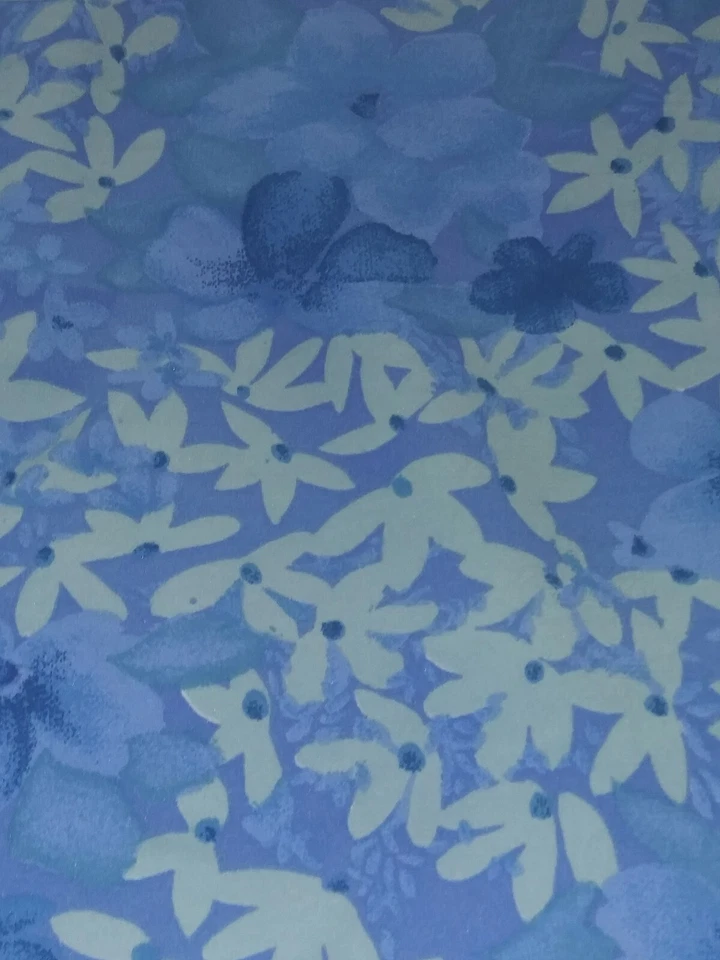 2 Long Pieces Of Dress Fabric Brown Floral Chiffon & Blue Floral Poly 8 yrds Tot - Image 4 of 4