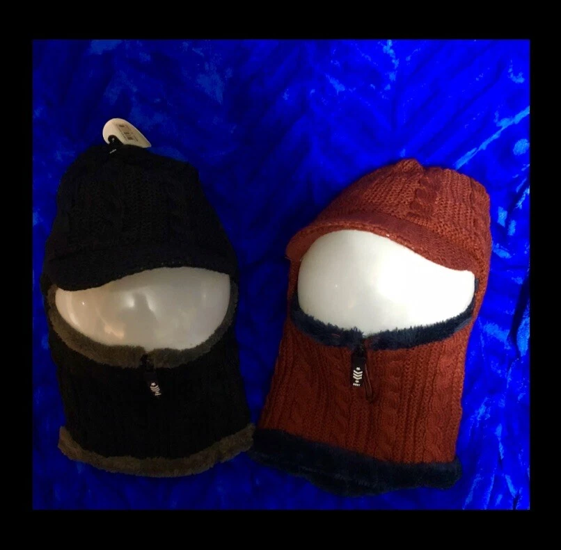 2pk GOEGU Best Deluxe 3 en 1 sombrero de invierno forrado de piel, cuello con cremallera, visera, 65% algodón Foto 3 de 4