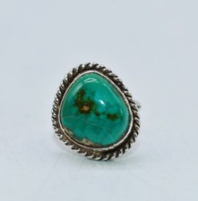 Green Turquoise Sterling Silver Southwestern Ring Size 6