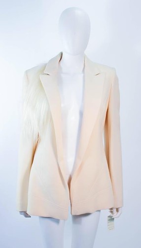 Blazer de pelo blanco y crema de seda FAUSTO PUGLISI talla 46 - Imagen 2 de 9