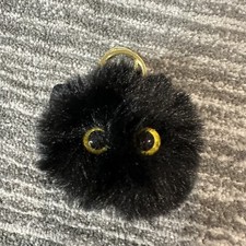 Black Cat Fluffy Keychain Key Holder Fur Bag Charm School Bag Pom Pom Cat Lady