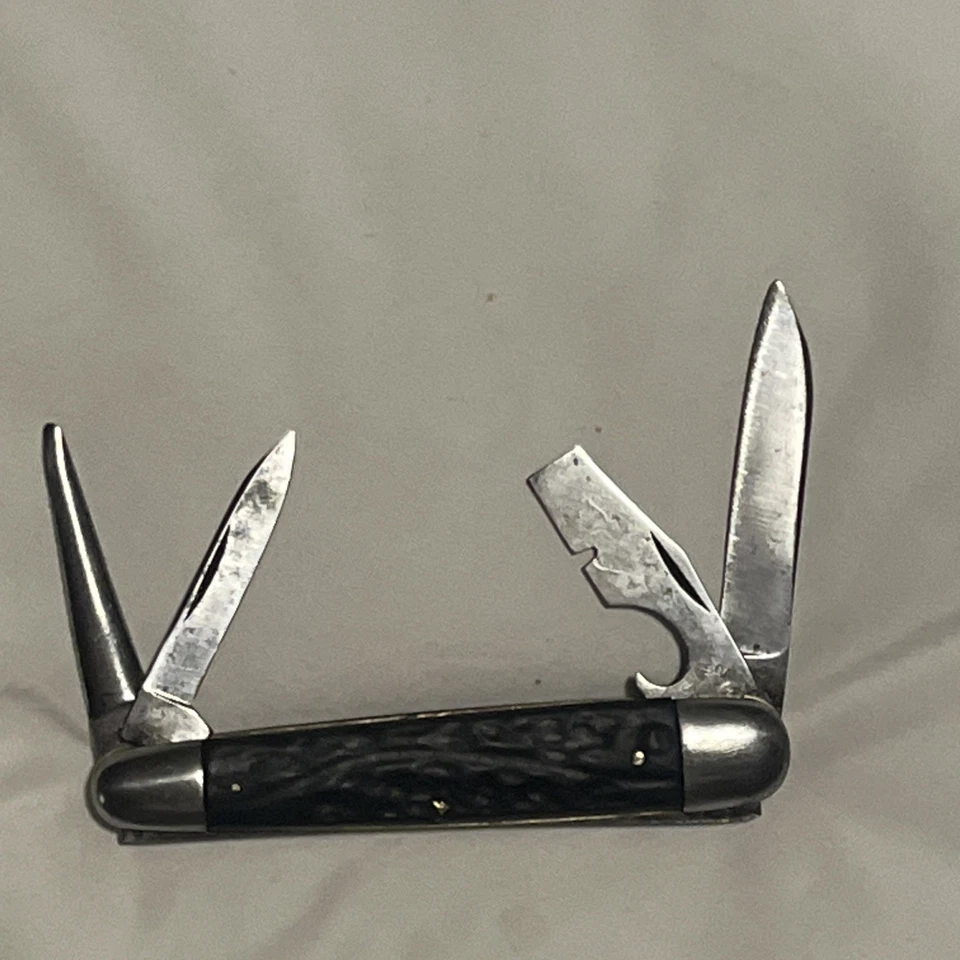 Robison Co. Cutlery 1906! Sleeve board, four blades,Super rare Stag Scales,punch - Image 2 of 4