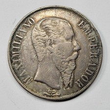 1866 Mo Mexico Silver Peso MAXIMILIANO Circulated Nice Patina Scarce *T406