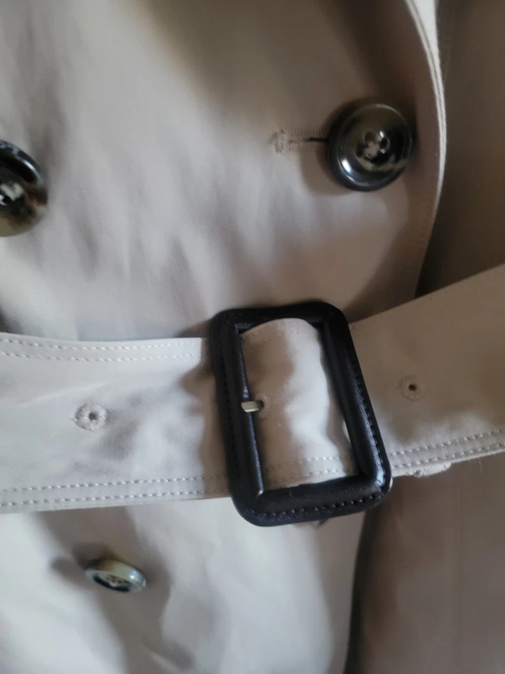 Gabardina London Fog 2X, caqui, forrada, bolsillos, cinturón, capucha, hasta la rodilla Foto 3 de 4