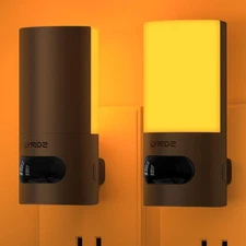 Lyridz Plug-in LED Amber Night Light with Motion Sensor, Rotatable, Dimmable ...