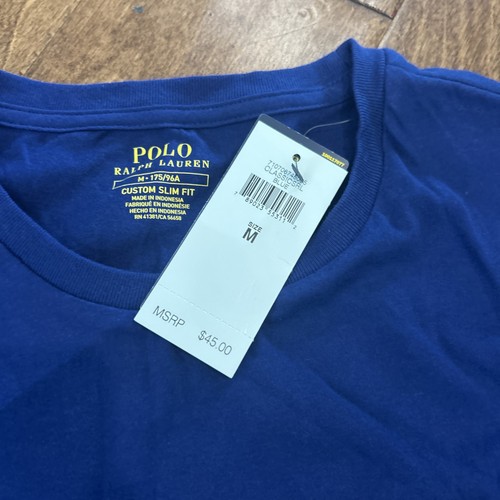 NEW w/ Tags Polo Ralph Lauren Crew Neck T Shirt Solid Blue Mens Size M Pony $45 - Picture 3 of 8