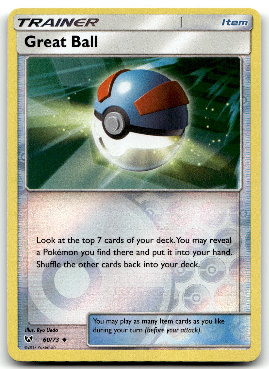Great Ball 60/73 Shining Legends Uncommon Reverse Holo Pokemon TCG NM