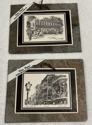 Don Davey slate Art-depicts the French Quarter lace & Cafe Du Monde New Orleans 