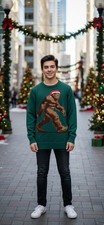 Boys Size Large 14-16 Ugly Christmas Sweater, Bigfoot Design NEW WITH TAG