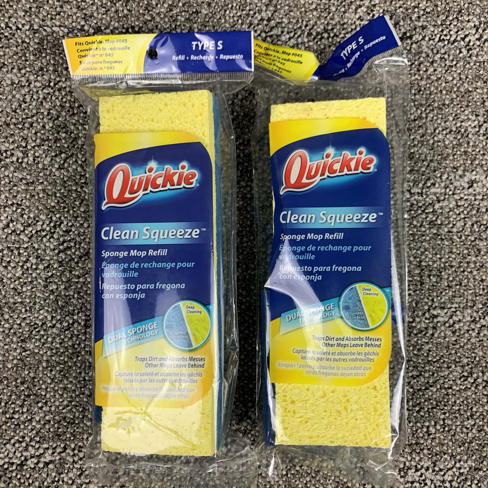 2 Quickie Clean Squeeze Dual Sponge Mop Refill Replacement T