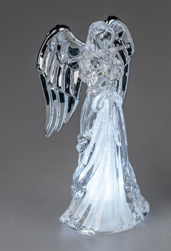 3er Set LED Dekofiguren Engel mit silbernen Flügeln H. 17cm Acryl Formano W25 - Bild 2 von 4