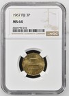Fiji 3 Pence 1967 NGC MS 64