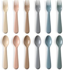 12 Pieces Toddler Utensils Set Plastic Spoons  Forks Set Kids Children Safe