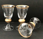 Three (3) Vintage Signed BROCK  7” Gold Ball Goblets Hand Blown Water Iced Tea — photo 2