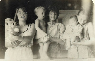 Vintage Snapshot Photo 1989 Women Babies Doll Family Candid B&W Original Found