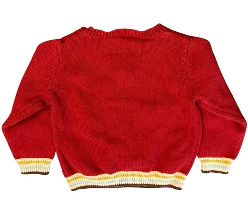 Crazy 8 Sock Monkey Sweater Red Knit Pullover Button Shoulder 18-24 Months - Picture 2 of 6