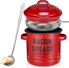 Bacon Grease Container with Strainer Kitchen Oil Storage Can