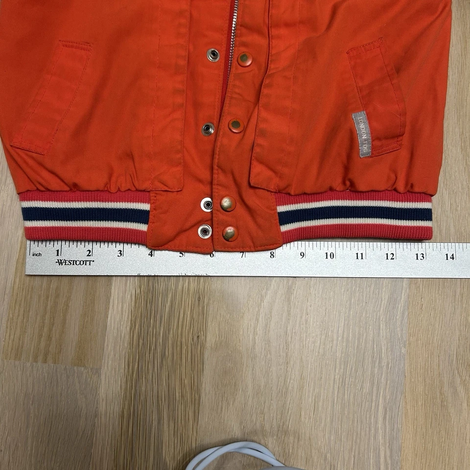 复古 London Fog 橙色纽扣拉链夹克(尺寸:L/7) — 第 3/4 张图片