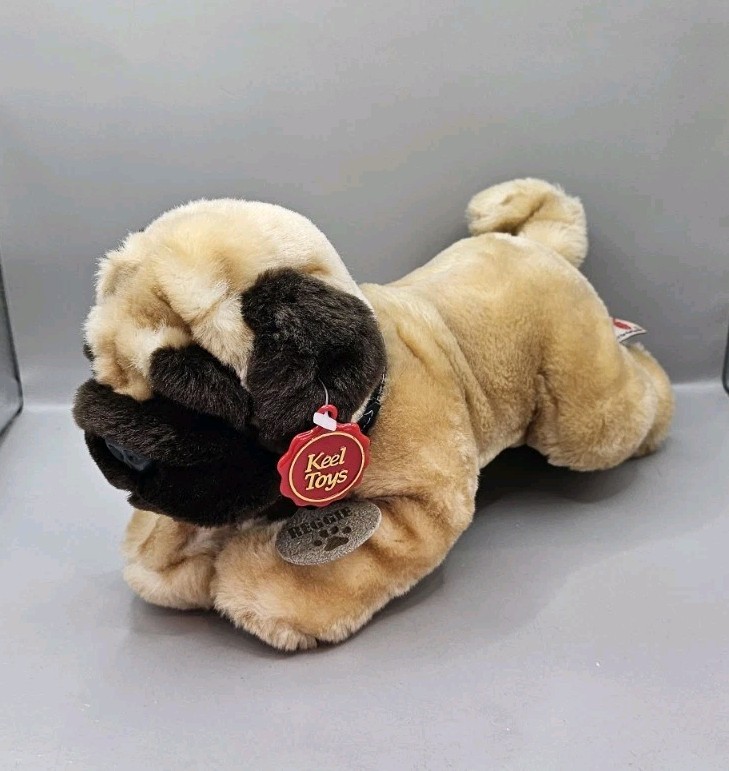 Keel Toys Reggie The Pug Plush Soft Toy Dog 30cm