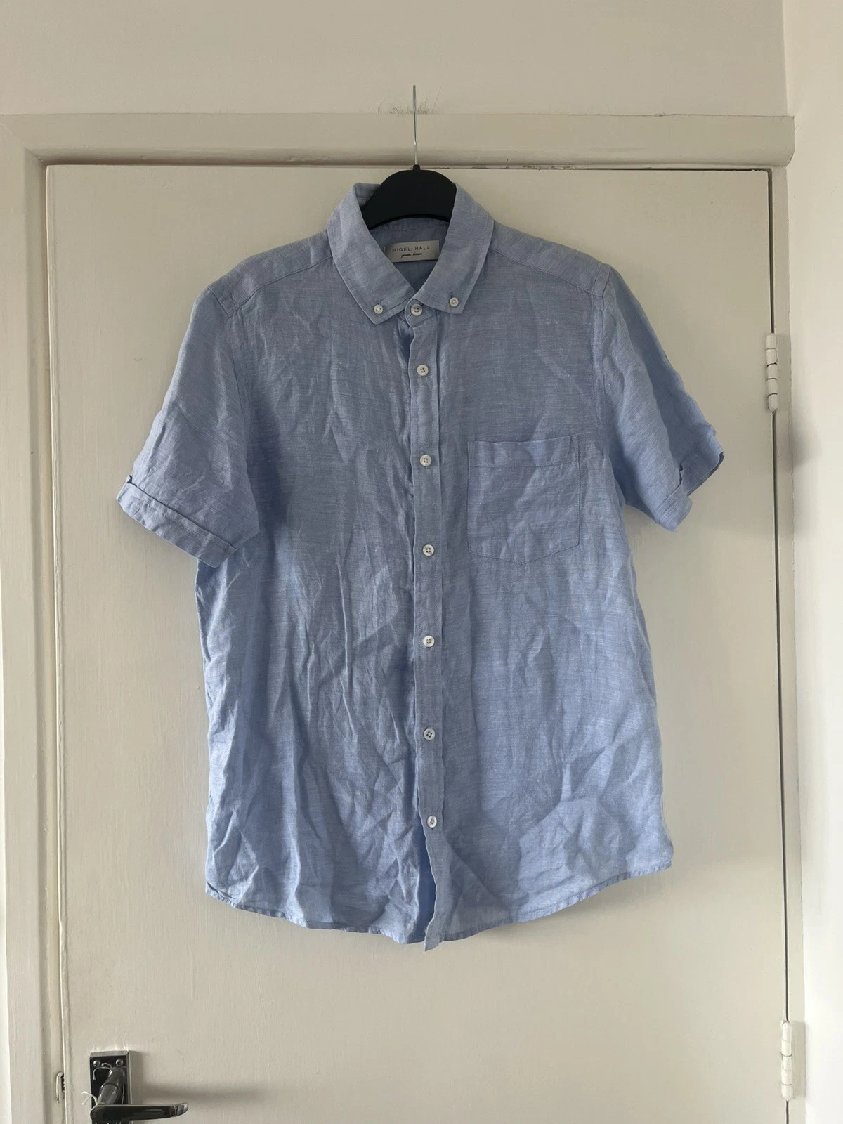 Nigel Hall 100% Linen Shirt Size Small light summer holiday short sleeve perfect