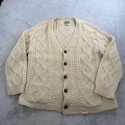 Kennedy of Ardara Vintage Chunky Wool Knit Cardigan Size M Beige Fishermen - Image 1 of 4