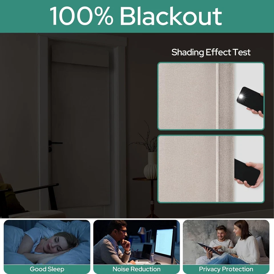 Cortinas de puerta francesas 100 % lino apagadas, cortinas de ventana de puerta de privacidad, 26 X 68 Foto 3 de 4