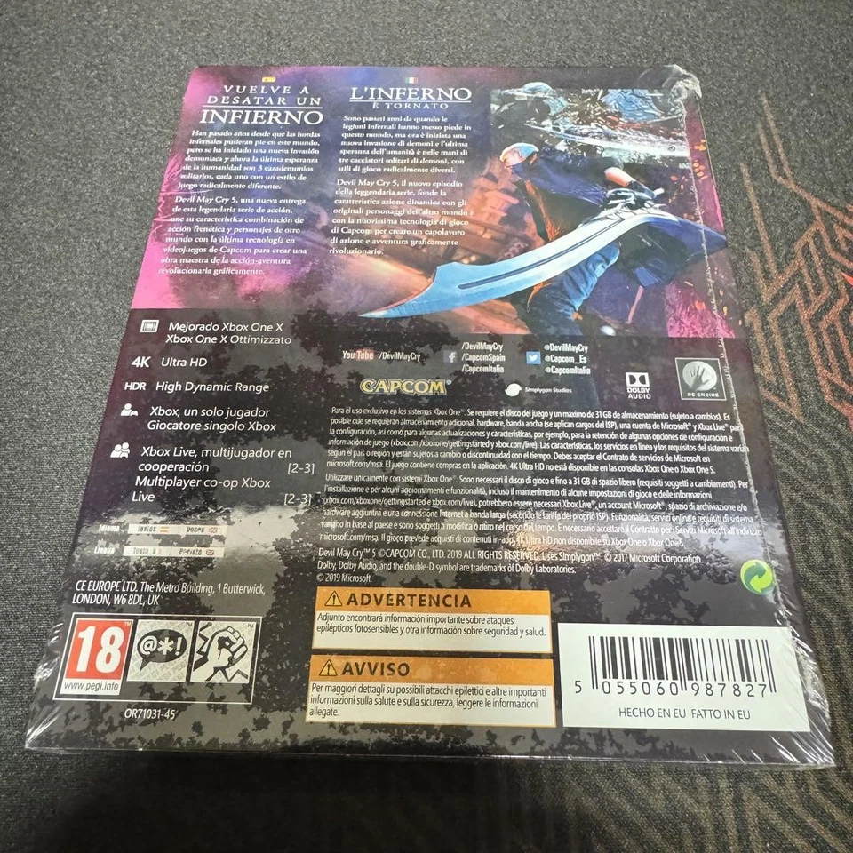 Devil May Cry 5 Deluxe Edition Steelbook Xbox One Series X Capcom New Sealed - Image 2 of 4