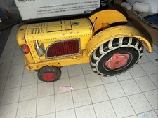 Vintage TN NOMURA 7   Yellow Tractor Tin Toy Made in Japan Missing Driver