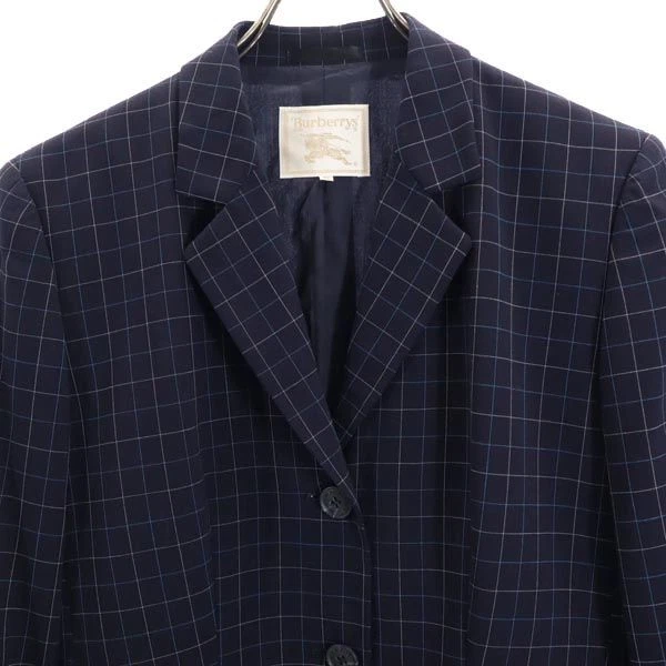 Usado Burberrys Años 90 Antiguo Sanyo Shokai Lana Cuadros Patrón Falda Traje Configuración Mujeres