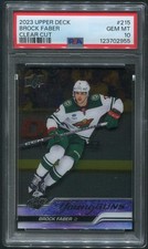 2023/24 Upper Deck Hockey #215 Brock Faber Clear Cut Young Guns Rookie PSA 10