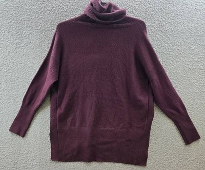 French Connection Babysoft Ribbed Cowl Neck Sweater Women's L Burgundy Pullover
