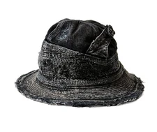 Kapital 11.5oz old man and sea crash damage black denim hat new