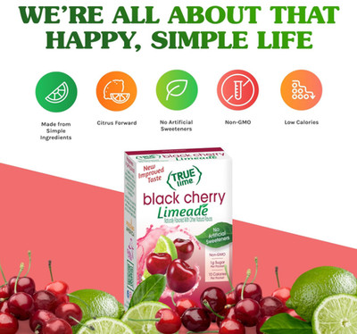 TRUE LIME Black Cherry Limeade Drink Mix (10 Packets) | Made from Real Limes ...