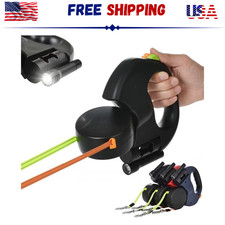 Dual Pet Leash Retractable Reflective Lead 360 Swivel Double Dog Walking Leash