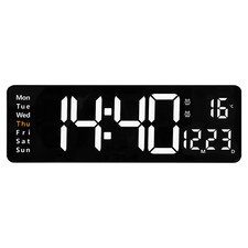Large Electronic Wall Clock Remote Control Temp Date Power off Memory Table Cloc