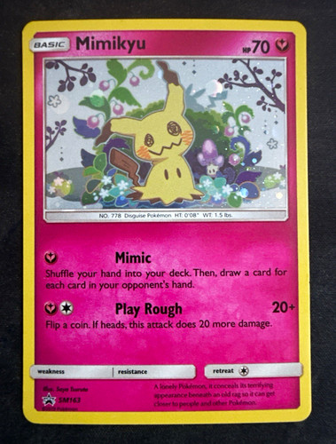 Mimikyu SM163 Sun & Moon Black Star Promo Holo Pokemon Card 2019 LP