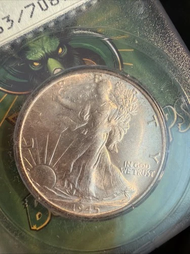 1945 S PCGS MS63 Walking Liberty Half Dollar "OLD RATTLER HOLDER" Buck N Rip