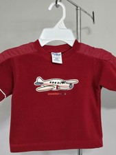 Vintage 1990s OshKosh B'Gosh Airplane Fleece Crewneck Sweatshirt Baby Sz 18M