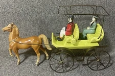 Vtg Metlox Pottery Poppytrail Horse Carriage Two Figures Driver Lady READ