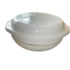 Vintage Pyrex 024 2qt. White Casserole Dish With Gold Ring & White 684C Lid*Read