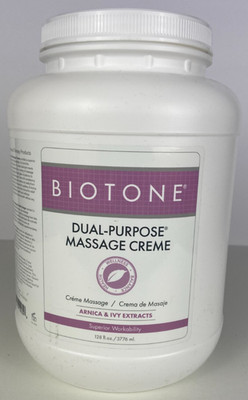 Biotone Dual Purpose Massage Cream 128 Oz (1 Gallon) Arnica & Ivy Extracts Creme