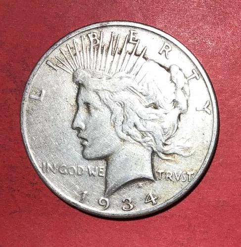 1934S US Peace SILVER Dollar! KEY DATE! "San Francisco Mint" FINE! Old US Coin!